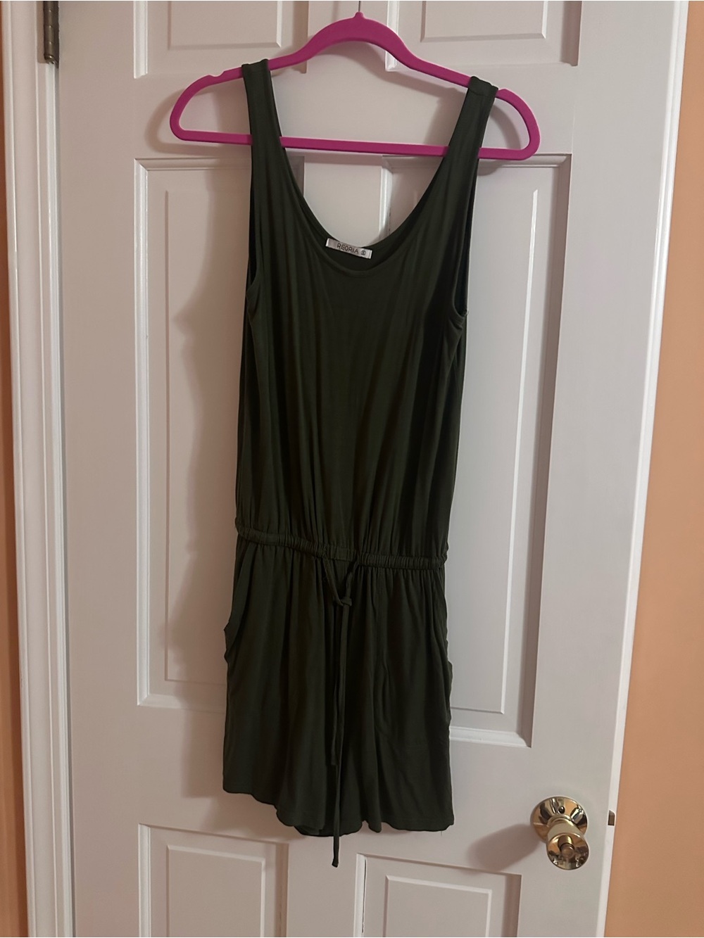 ReoRia Olive Tank Drawstring Romper